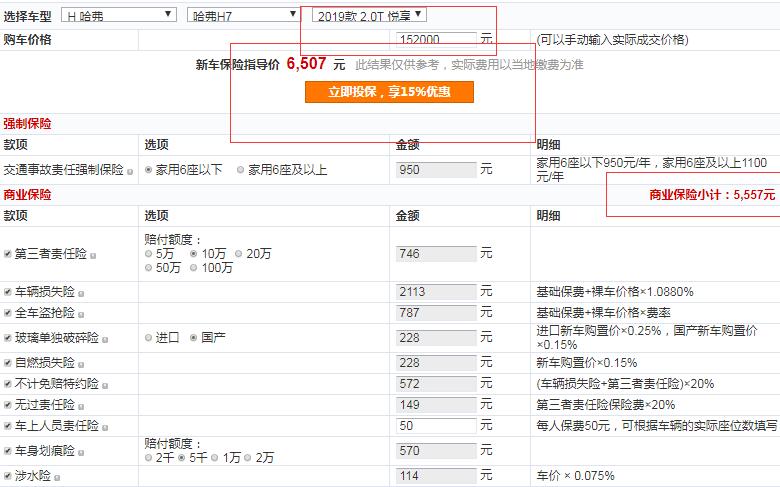 哈弗H7保险费多少钱？哈弗H7保险费用计算