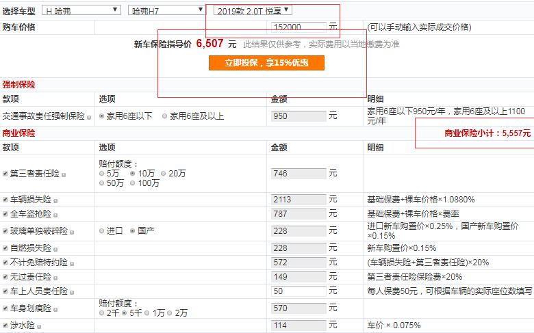 哈弗H7保险费多少钱？哈弗H7保险费用计算