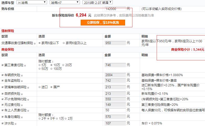 哈弗H7保险费多少钱？哈弗H7保险费用计算