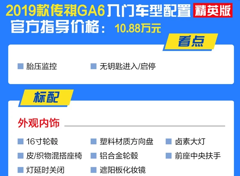 2019款传祺GA6精英版好不好?2019款GA6最低配怎么样?