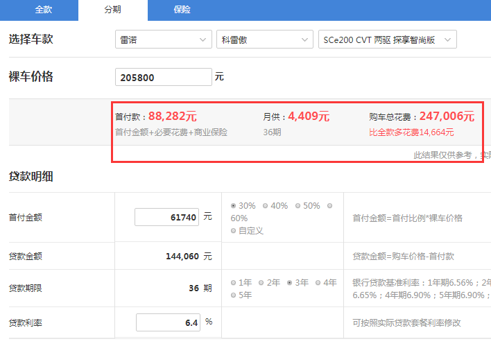 2019款科雷傲探享智尚版全款落地价是多少？