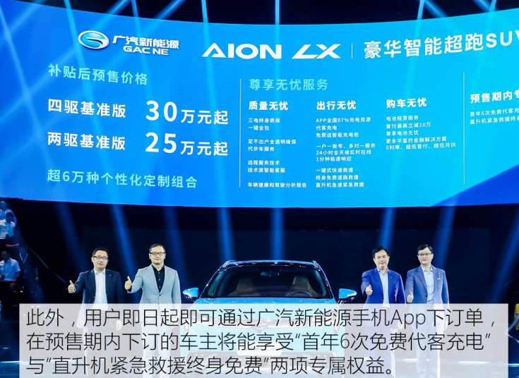 广汽Aion LX预售价格多少钱？AionLX预售有什么权益?