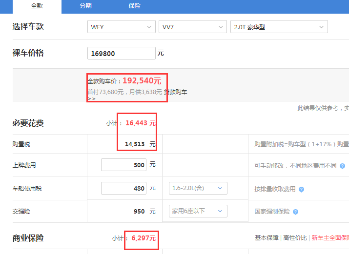 2020款VV7豪华型落地价 2020款VV7落地价格