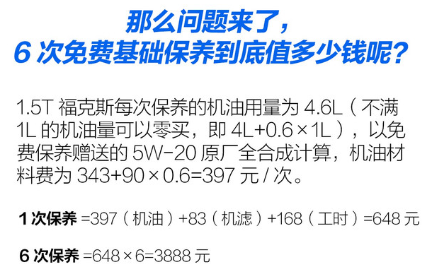 2020款福克斯保养价格明细 20款福克斯保养周期价格表