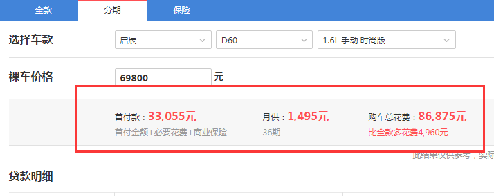 2019款启辰D60手动时尚版落地价是多少？