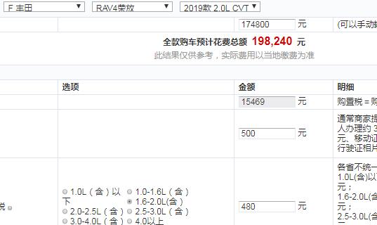 2019款RAV4荣放风尚版全款价格多少钱？