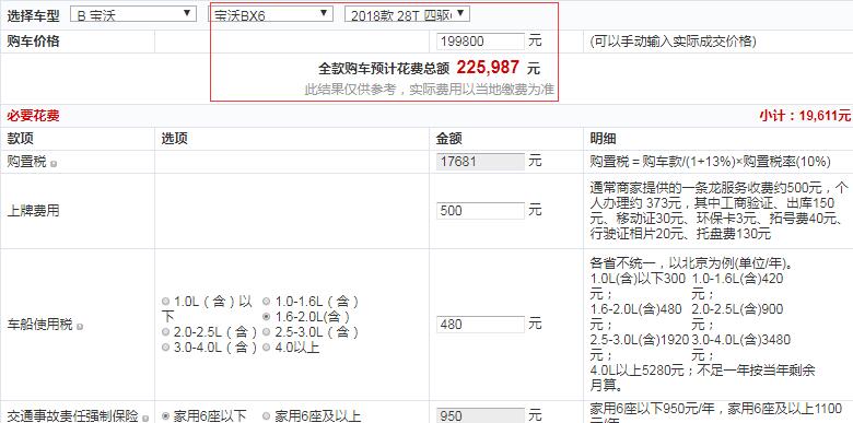 2018款宝沃BX6四驱GT至酷型落地价多少？