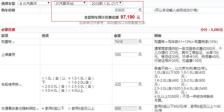 2018款昌河A6CVT精英版全款多少钱提车？