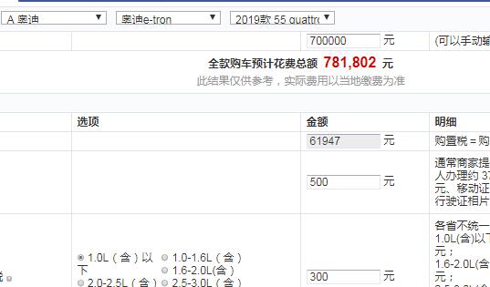 奥迪e-tron时尚型售价多少？奥迪e-tron全款大概多少钱？