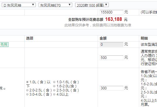 2020款风神E70 500超享版全款多少钱？