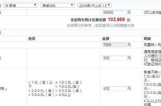 荣威360PLUS自动尊享版全款提车多少钱？