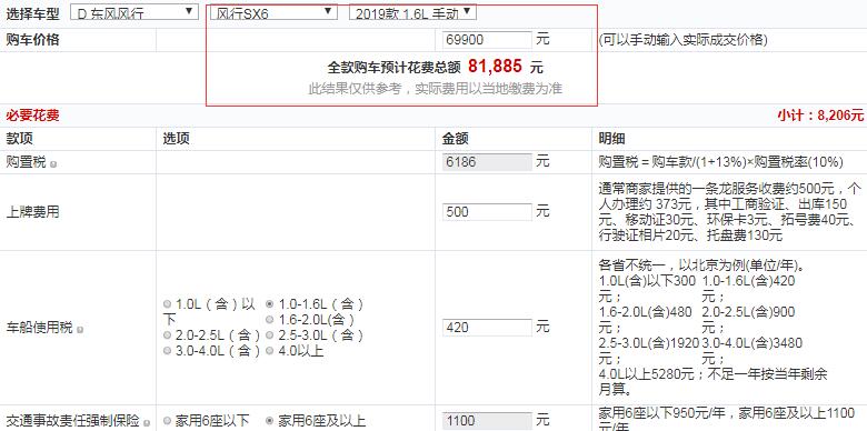 2019款风行SX6手动豪华版价格多少？19款风行SX6多少钱？