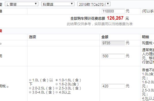 2019款科雷缤Tce240手动劲酷型全款多少钱？