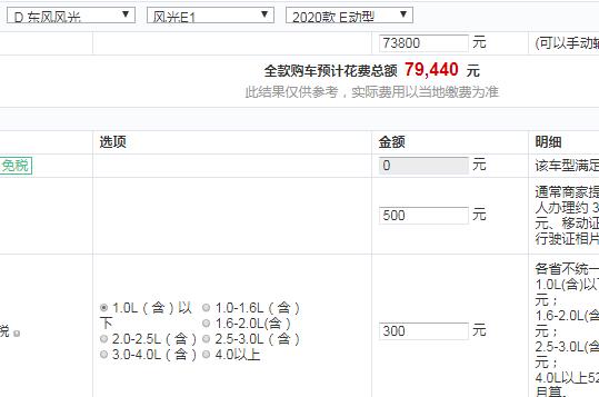 2020款风光E1 E动型全款价格大概多少？