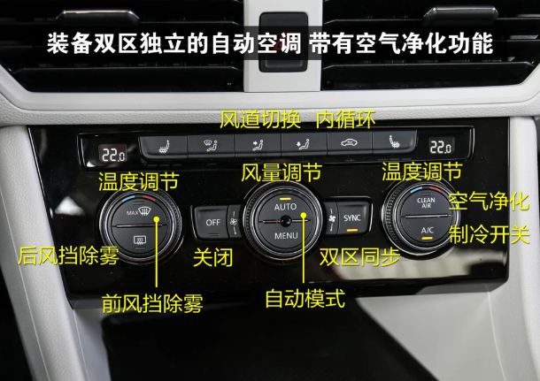 2019款宝来空调开关图解 19款宝来空调使用教程