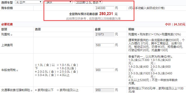 2020款日产途达四驱旗舰版全款落地价多少？