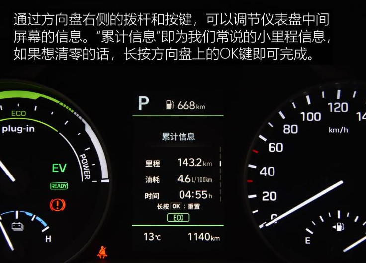 领动PHEV仪表盘显示图解 领动PHEV小里程怎么清零？