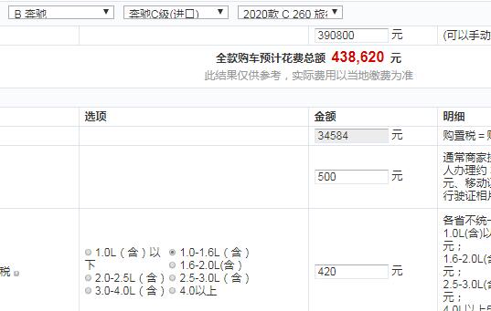 2020款奔驰C260旅行轿车全款价格大概多少？