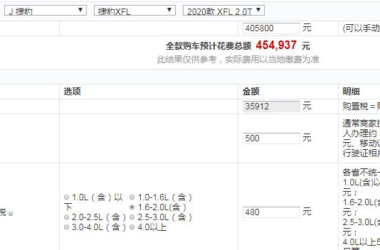 2020款捷豹XFL精英版全款价格大概多少钱？