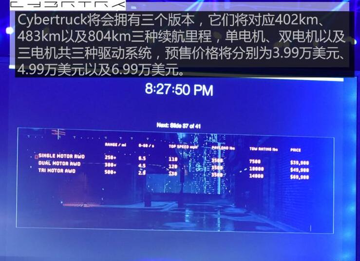 特斯拉Cybertruck价格多少钱？特斯拉电动皮卡售价3.99万美元起