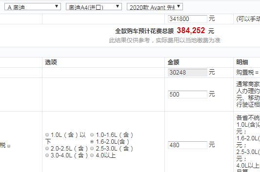 2020款奥迪A4时尚动感型全款价格大概多少？