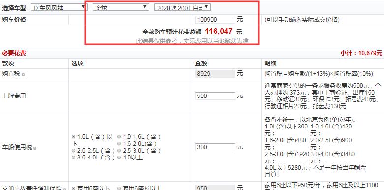 2020款风神奕炫自动炫曜版全款大概落地价多少钱？