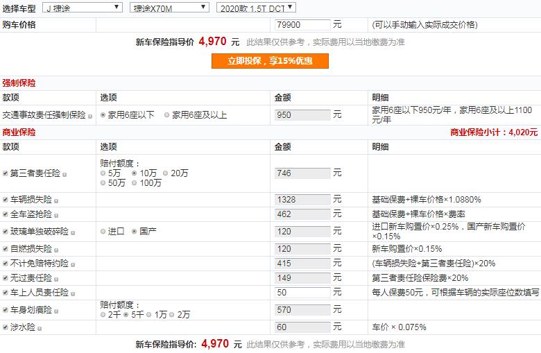 捷途X70M保险费多少？捷途X70M保险费计算