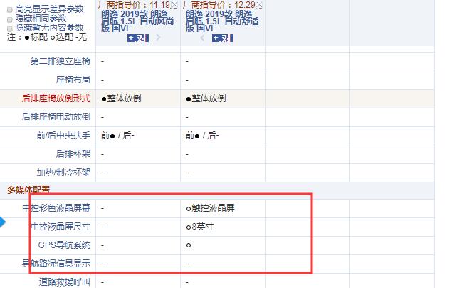 2019款朗逸启航风尚版和舒适版配置的区别