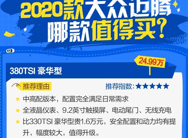 2020款迈腾哪款性价比更高?2020迈腾买那款最好?