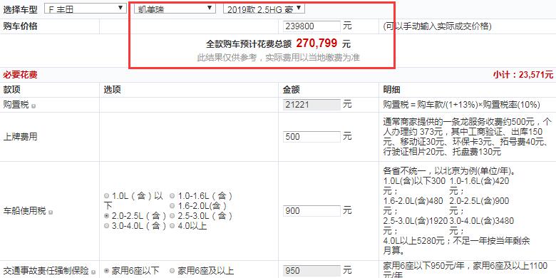 2019款凯美瑞混动豪华版全款价格多少钱？