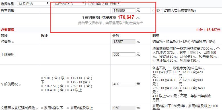 2018款马自达CX-3自动豪华型全款价格多少钱？