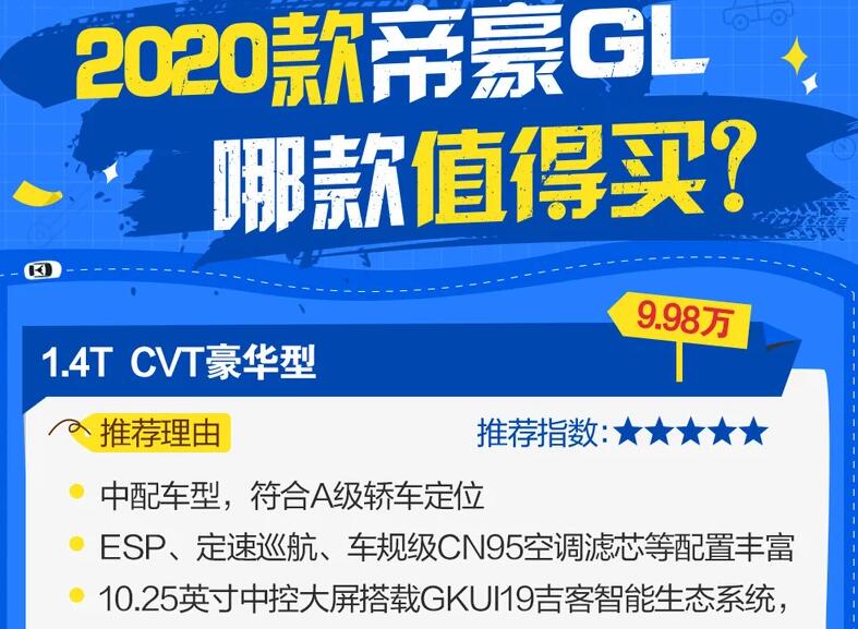 2020款帝豪gl买哪款性价比高?20款帝豪GL买哪个配置好?