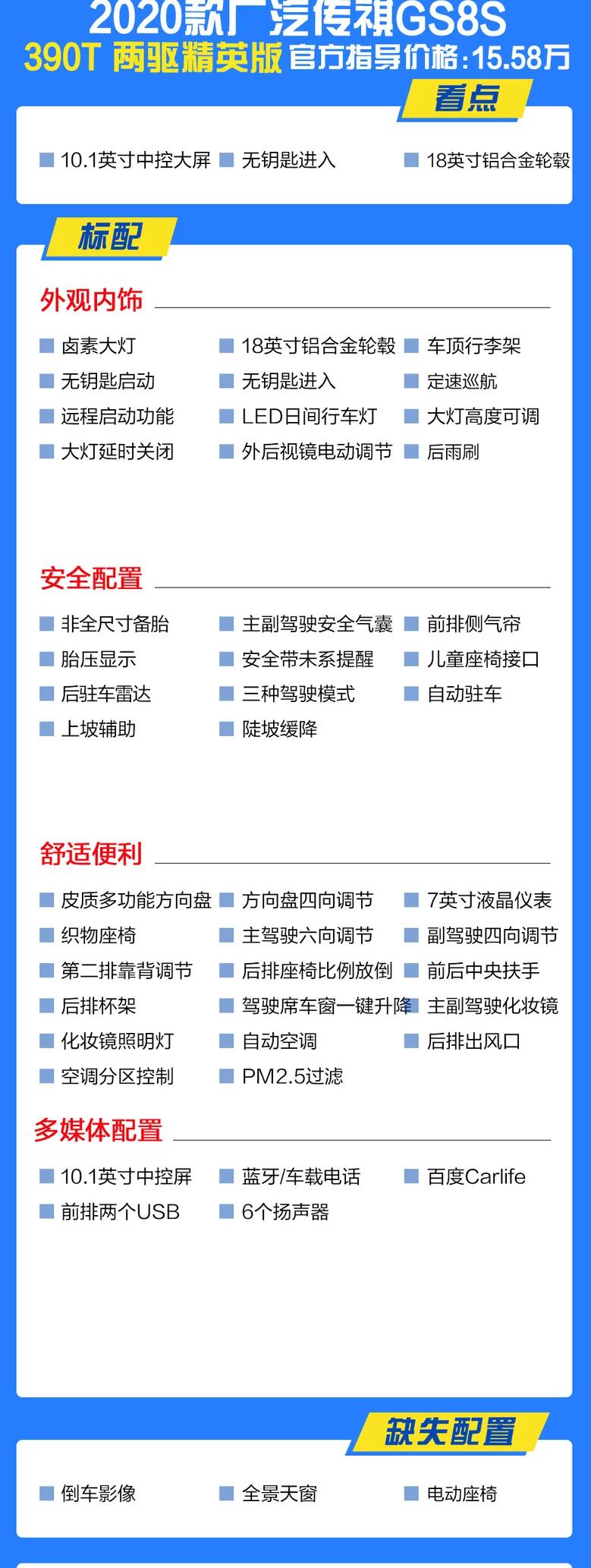 传祺GS8S两驱精英版怎么样？传祺GS8S最低配好吗