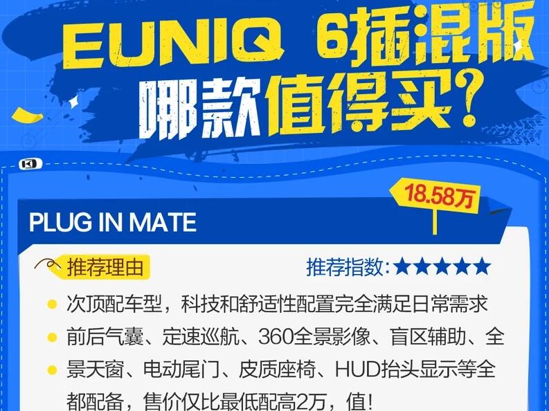 上汽大通EUNIQ6插混版哪款值得买？EUNIQ6混动买哪款好