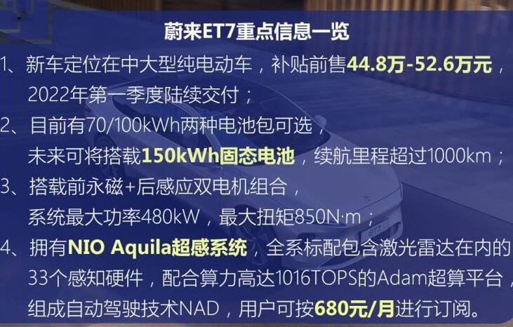 蔚来ET7什么时候交付？蔚来ET7续航多少公里？