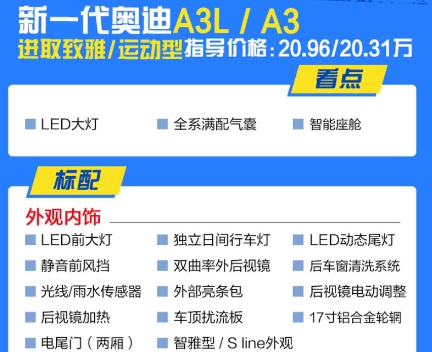 2021款奥迪A3进取致雅/运动型怎么样?